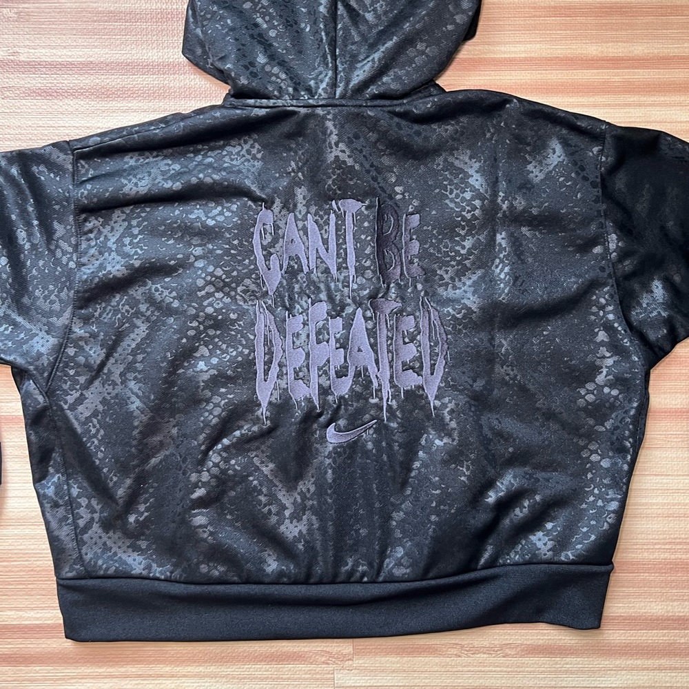 Nike Hoodie Snake Print Black Can’t Be Defeated Zipper Pocket crop Sweatshirt